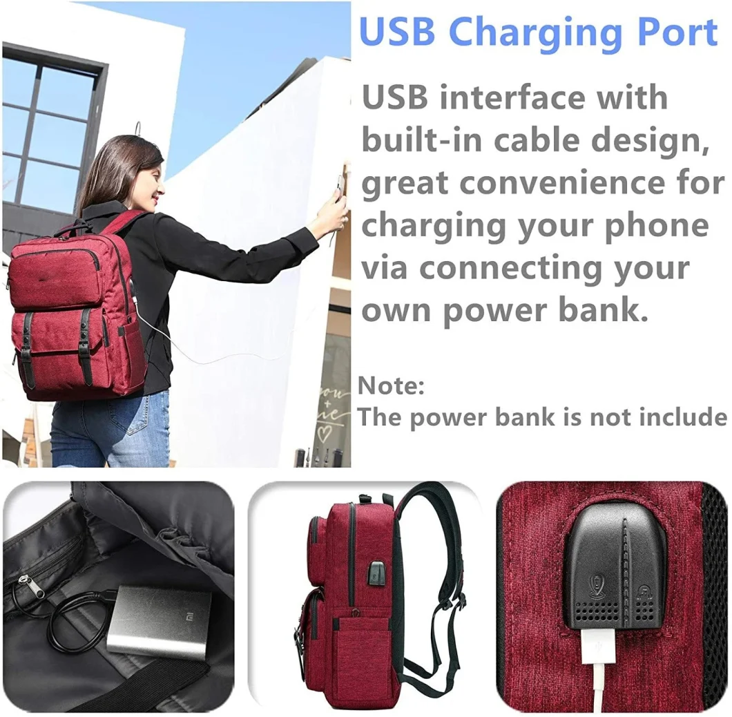 Waterproof Men Women Travel School Business Laptop Bag with USB Charging Port