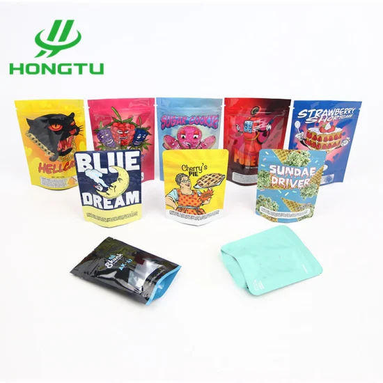 Wholesale Custom Printed Soft Touch Child Resistant Smell Proof Resealable Ziplock 3.5g Candy Holographic Mylar Bags
