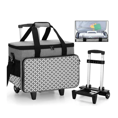 Sewing Machine Trolley Bag on Wheels, Detachable Rolling Sewing Machine Bag with Bottom Support Board
